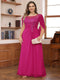 A-Line/Princess Illusion Scoop Appliques Ruched Plus Size Mother of the Bride Dresses with Cape