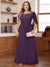 A-Line/Princess Illusion Scoop Appliques Ruched Plus Size Mother of the Bride Dresses with Cape