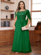 A-Line/Princess Illusion Scoop Appliques Ruched Plus Size Mother of the Bride Dresses with Cape