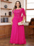 A-Line/Princess Illusion Scoop Appliques Ruched Plus Size Mother of the Bride Dresses with Cape