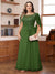 A-Line/Princess Illusion Scoop Appliques Ruched Plus Size Mother of the Bride Dresses with Cape