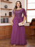 A-Line/Princess Illusion Scoop Appliques Ruched Plus Size Mother of the Bride Dresses with Cape