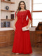 A-Line/Princess Illusion Scoop Appliques Ruched Plus Size Mother of the Bride Dresses with Cape