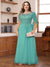 A-Line/Princess Illusion Scoop Appliques Ruched Plus Size Mother of the Bride Dresses with Cape
