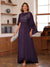 A-Line/Princess V-Neck Appliques Ruched Mother of the Bride Dresses with Cape