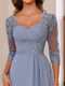 A-Line/Princess Sweetheart Neck 3/4 Sleeves Floor-Length Mother Of The Bride Dresses With Ruffles & Appliques