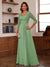 A-Line/Princess Sweetheart Neck 3/4 Sleeves Floor-Length Mother Of The Bride Dresses With Ruffles & Appliques