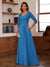 A-Line/Princess Sweetheart Neck 3/4 Sleeves Floor-Length Mother Of The Bride Dresses With Ruffles & Appliques