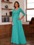 A-Line/Princess Sweetheart Neck 3/4 Sleeves Floor-Length Mother Of The Bride Dresses With Ruffles & Appliques