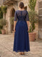 A-Line/Princess Sheer Neck Half Sleeves Plus Size Mother of the Bride Dresses with Beading & Sequins