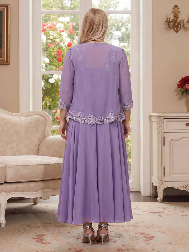 A-Line/Princess V-Neck Sleeveless Long Formal Plus Size Evening Dresses with Appliques &amp; Jacket