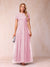 A-Line/Princess Sheer Neck Short Sleeves Long Formal Evening Dresses with Appliques
