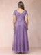 A-Line/Princess Sheer Neck Short Sleeves Long Formal Plus Size Evening Dresses with Appliques