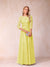 A-Line/Princess Sheer Neck Half Sleeves Long Formal Evening Dresses with Beading & Appliques