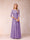 A-Line/Princess Sheer Neck Half Sleeves Long Formal Evening Dresses with Beading & Appliques