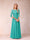 A-Line/Princess Sheer Neck Half Sleeves Long Formal Evening Dresses with Beading & Appliques