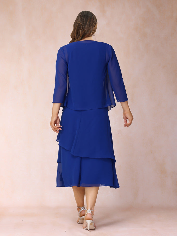 Sheath/Column Scoop Sleeveless Plus Size Mother of the Bride Dresses with Ruched &amp; Jacket