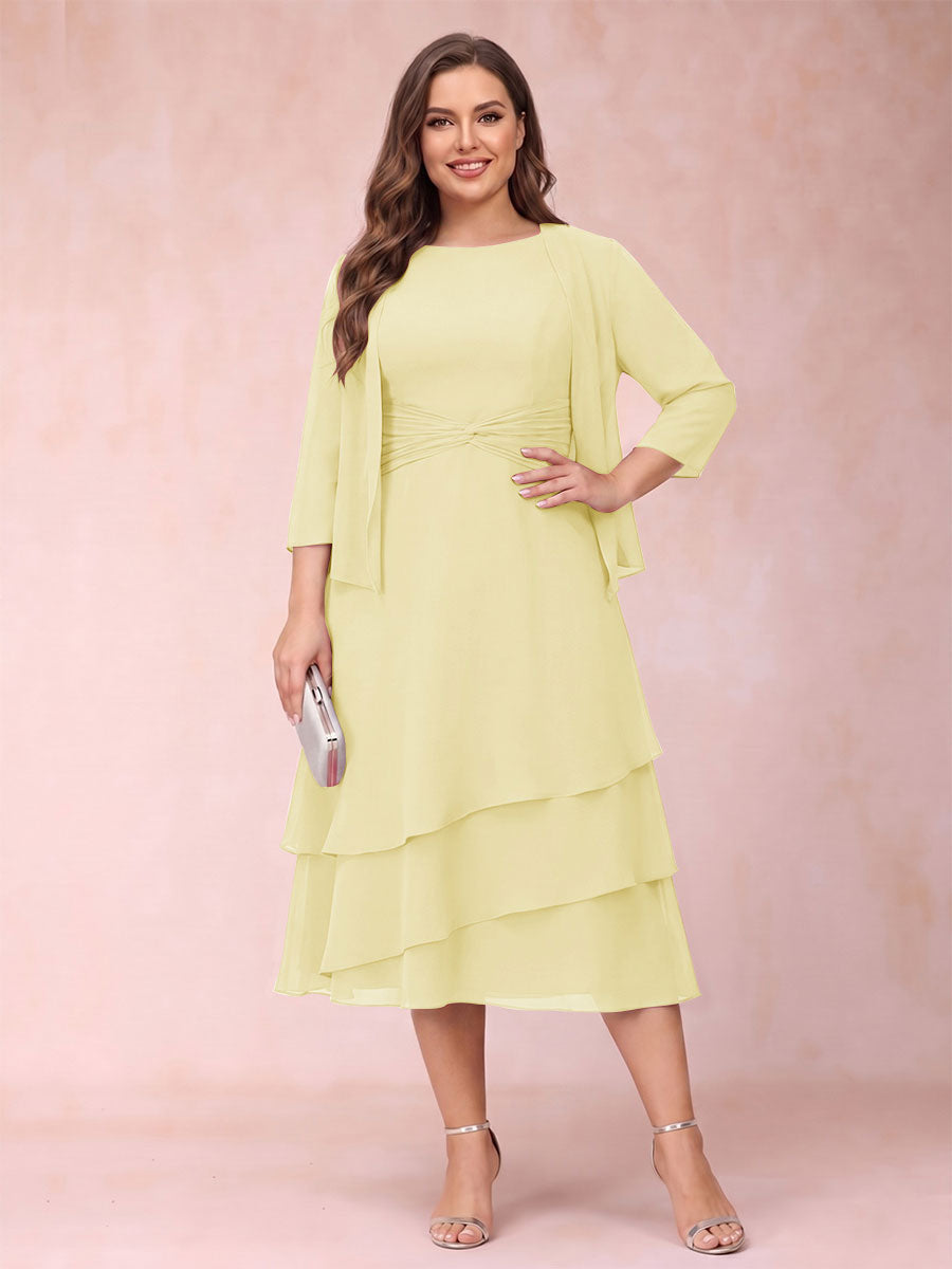 Sheath/Column Scoop Sleeveless Plus Size Mother of the Bride Dresses with Ruched &amp; Jacket
