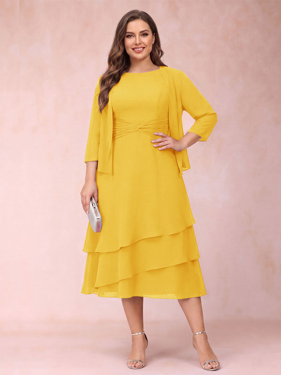 Sheath/Column Scoop Sleeveless Plus Size Mother of the Bride Dresses with Ruched &amp; Jacket