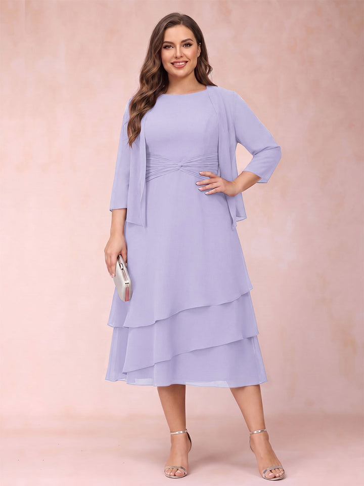 Sheath/Column Scoop Sleeveless Plus Size Mother of the Bride Dresses with Ruched &amp; Jacket