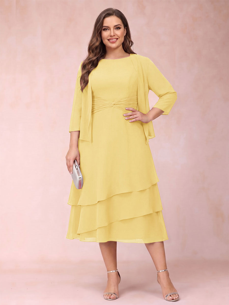 Sheath/Column Scoop Sleeveless Plus Size Mother of the Bride Dresses with Ruched &amp; Jacket