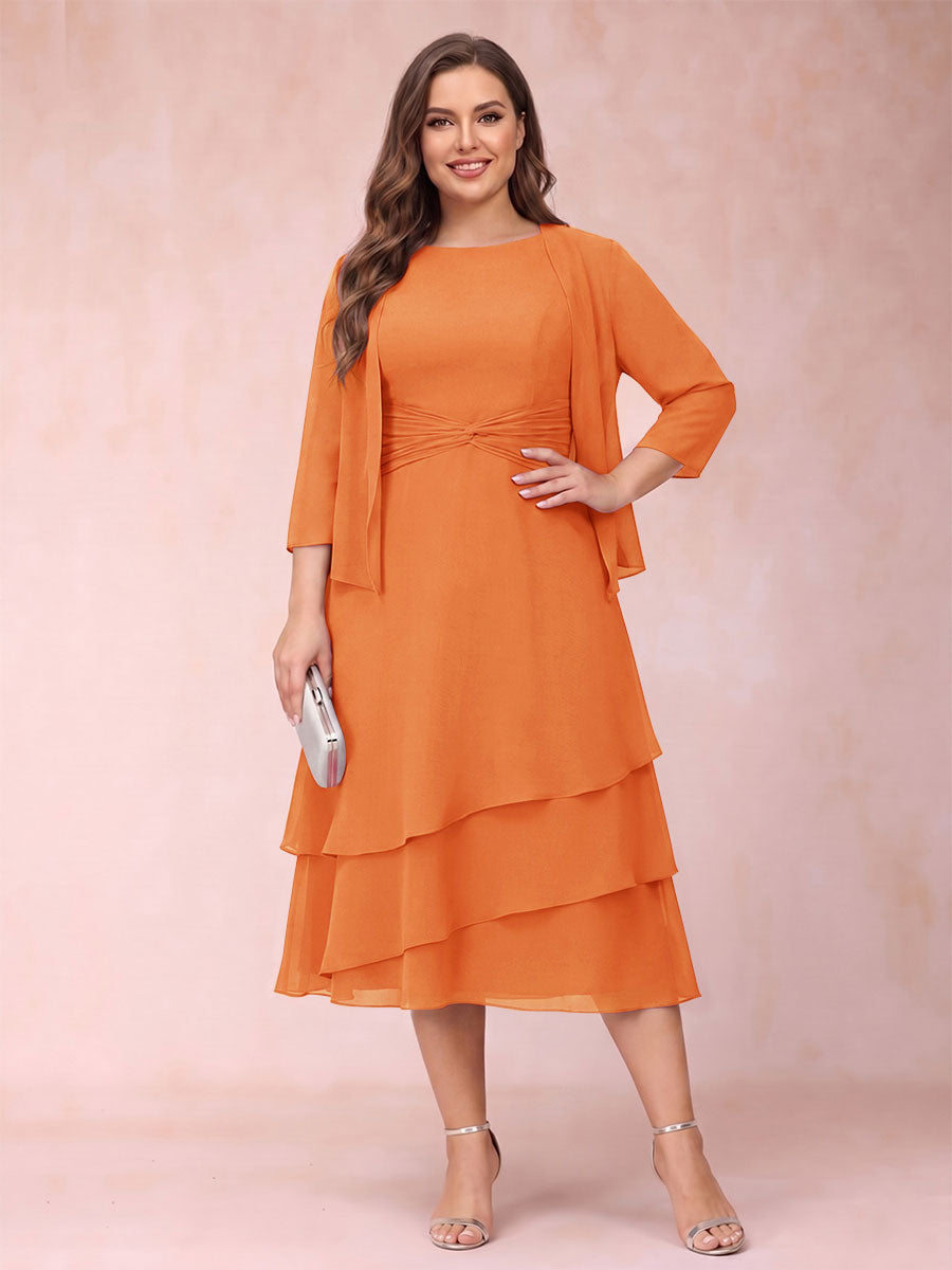 Sheath/Column Scoop Sleeveless Plus Size Mother of the Bride Dresses with Ruched &amp; Jacket