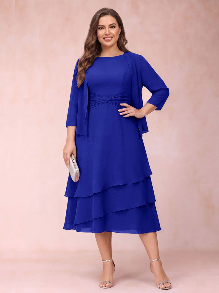 Sheath/Column Scoop Sleeveless Plus Size Mother of the Bride Dresses with Ruched &amp; Jacket