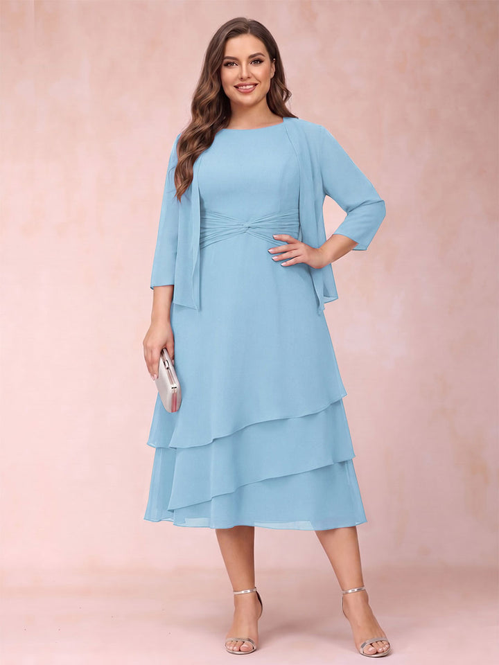 Sheath/Column Scoop Sleeveless Plus Size Mother of the Bride Dresses with Ruched &amp; Jacket