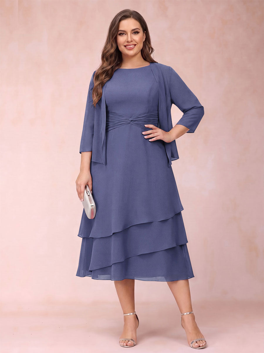 Sheath/Column Scoop Sleeveless Plus Size Mother of the Bride Dresses with Ruched &amp; Jacket