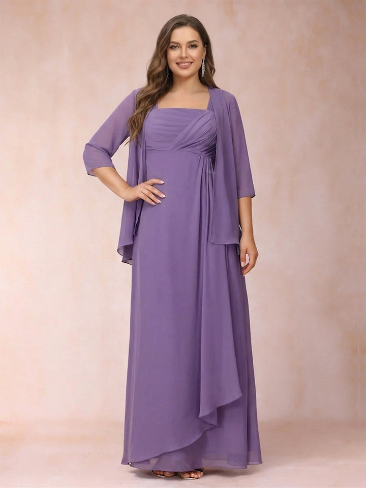 A-Line/Princess Sleeveless Plus Size Mother of the Bride Dresses with Ruffles &amp; Jacket