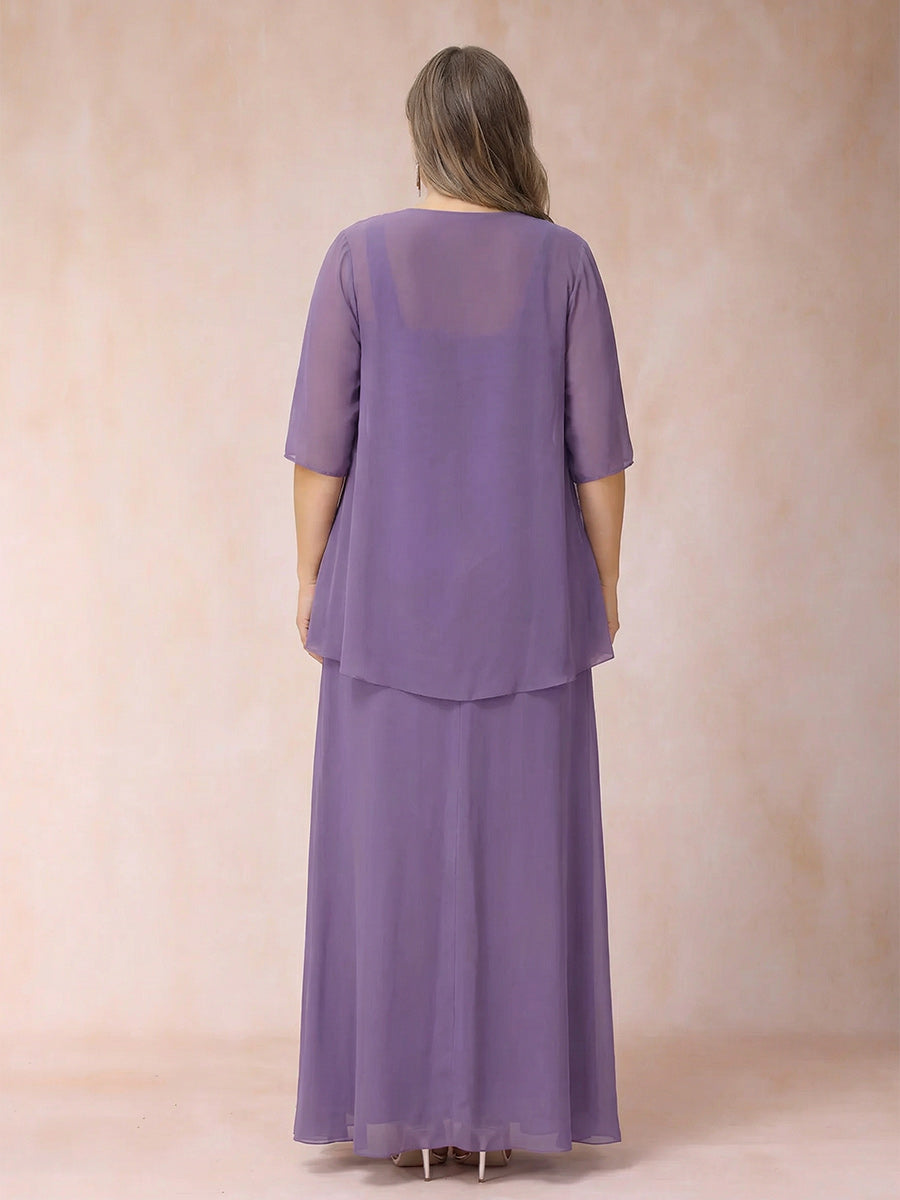 A-Line/Princess Sleeveless Plus Size Mother of the Bride Dresses with Ruffles &amp; Jacket