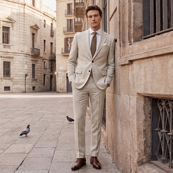 Tailored Fit Single Breasted Two-buttons 2 Pieces Solid Colored Men's Wedding Suits
