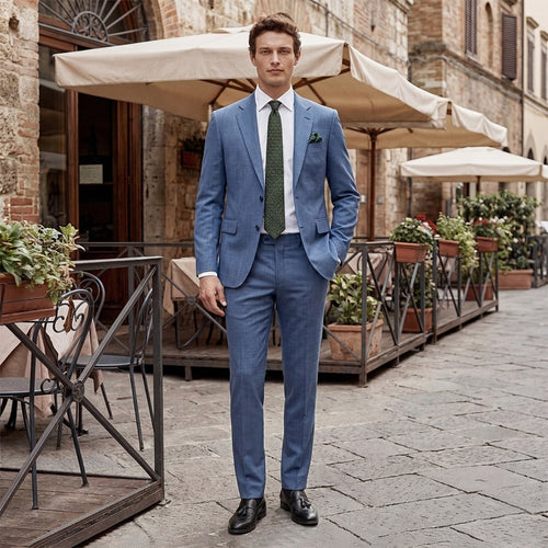 Tailored Fit Single Breasted Two-buttons 2 Pieces Plaid Men's Wedding Suits