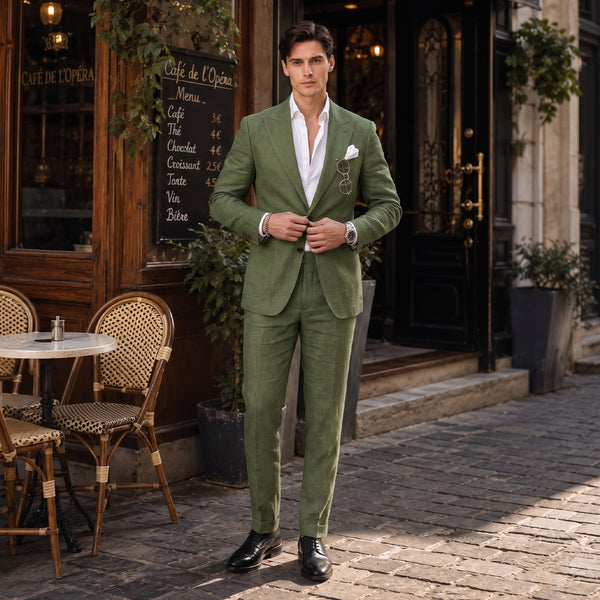 Tailored Fit Single Breasted Two-buttons 2 Pieces Solid Colored Men's Wedding Suits
