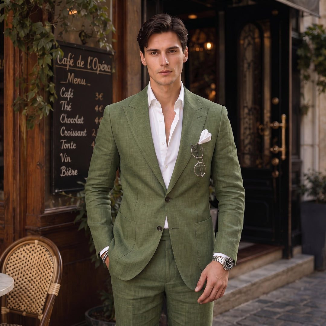 Tailored Fit Single Breasted Two-buttons 2 Pieces Solid Colored Men&
