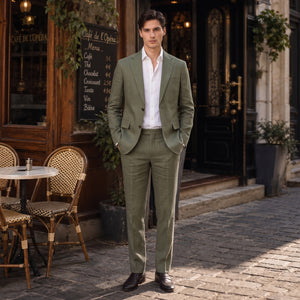 Tailored Fit Single Breasted Two-buttons 2 Pieces Solid Colored Men's Wedding Suits