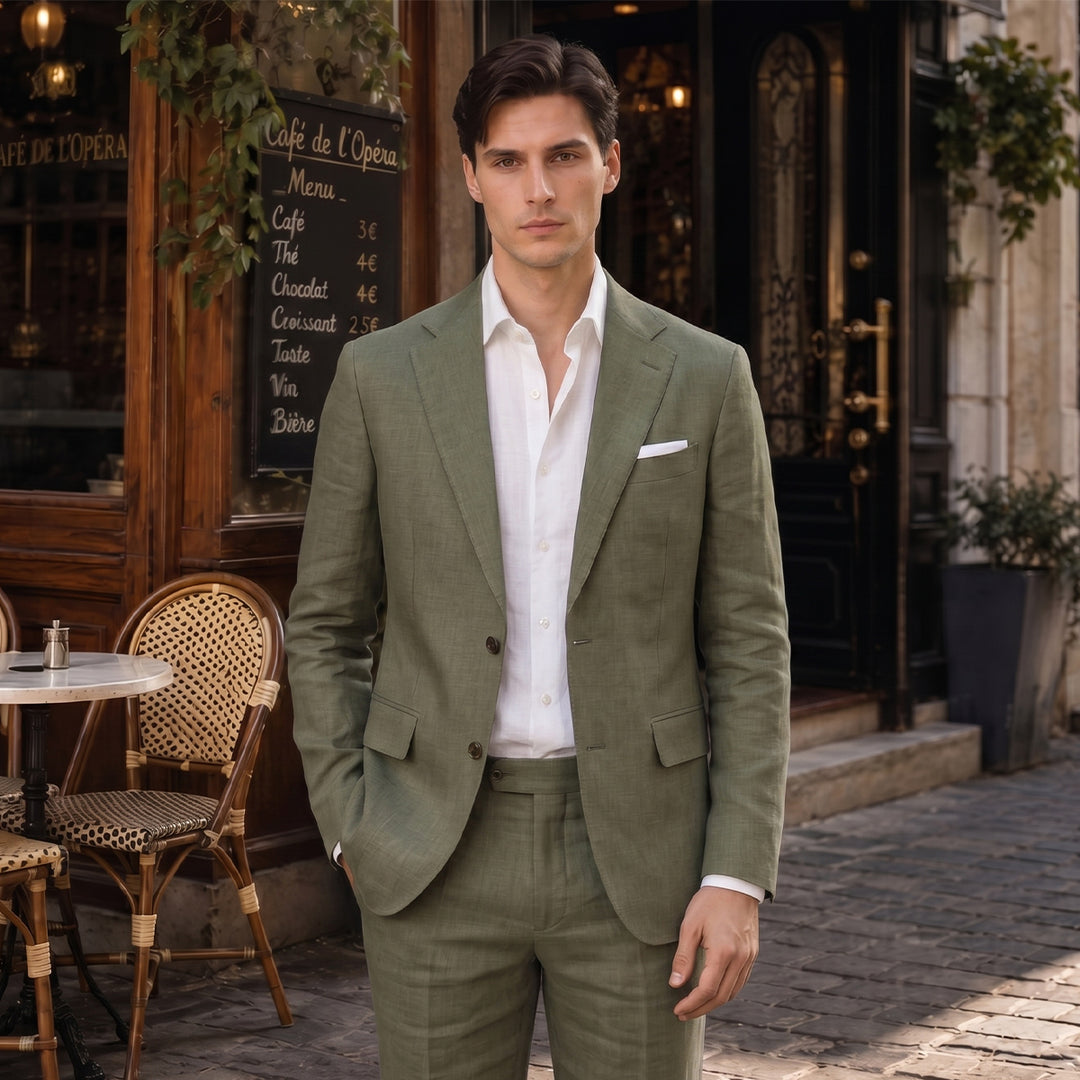 Tailored Fit Single Breasted Two-buttons 2 Pieces Solid Colored Men&