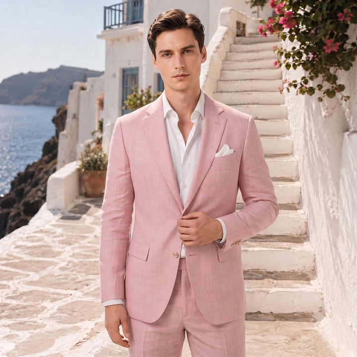 Tailored Fit Single Breasted Two-buttons 2 Pieces Solid Colored Men&