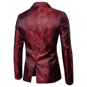 Men's Tailored Fit Single Breasted One-Button Printed Party Jacket