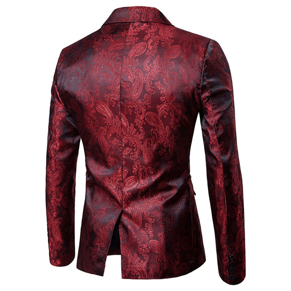 Men's Tailored Fit Single Breasted One-Button Printed Party Jacket
