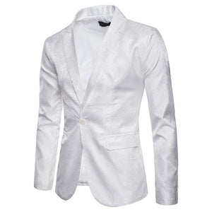 Men's Tailored Fit Single Breasted One-Button Printed Party Jacket