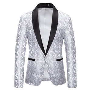 Men's Tailored Fit Single Breasted One-Button Printed Party Jacket