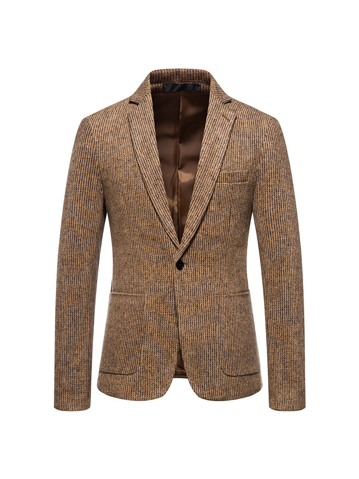 Tailored Fit Single Breasted One-Button Striped Men&