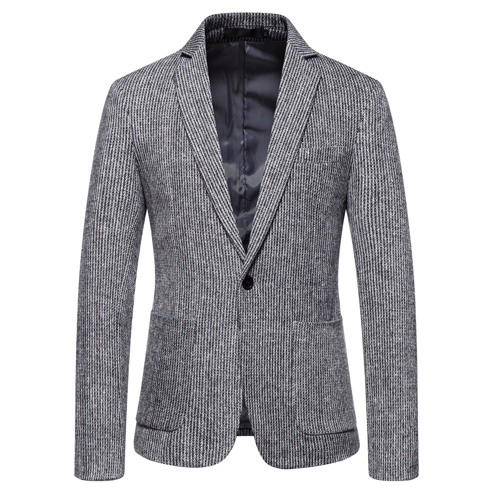 Tailored Fit Single Breasted One-Button Striped Men&