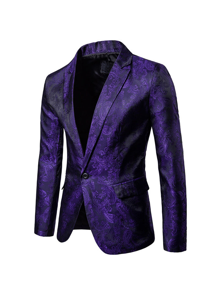 Tailored Fit Single Breasted One-Button Printed Colored Men&