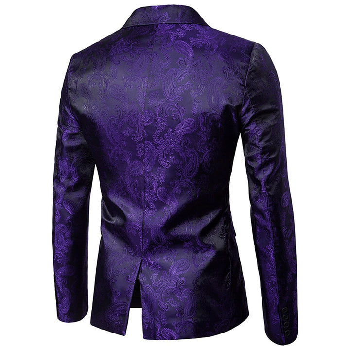 Tailored Fit Single Breasted One-Button Printed Colored Men&