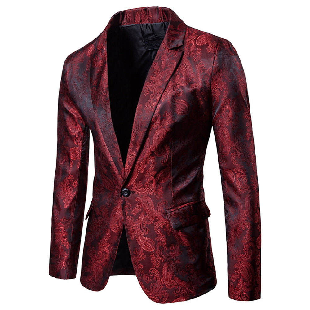 Tailored Fit Single Breasted One-Button Printed Colored Men&