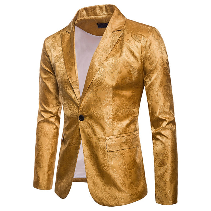 Tailored Fit Single Breasted One-Button Printed Colored Men&