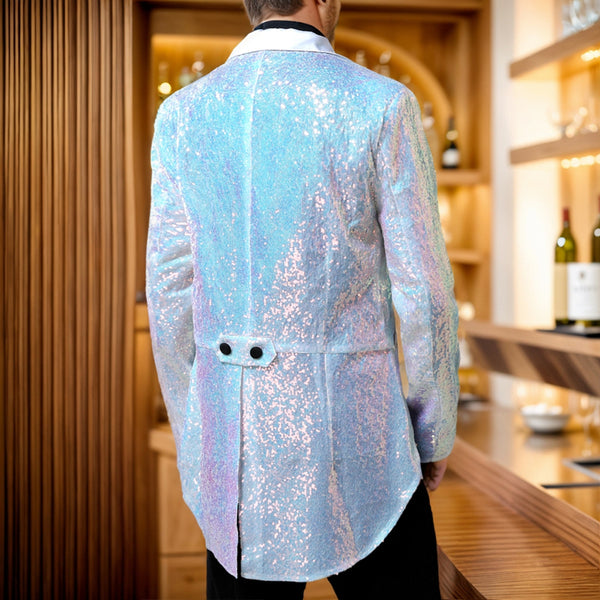 Tailored Fit Single Breasted Six-Button Sequin Colored Men's Party Jacket