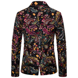 Tailored Fit Single Breasted Two-Buttons Printed Men's Party Jacket